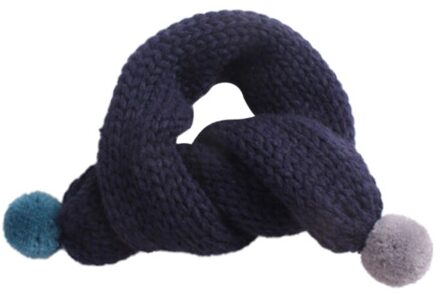 Winter Kid Sjaal effen Gebreide Zachte Warme Sjaals Halswarmer Winter Jongens Meisjes Baby Accessoires Marineblauw