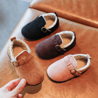 Winter Kids Shoes Plush Warm Boys Cotton Shoes Children Girls Casual Shoes Flat Sneakers Solid Color Girls Ankle Boots SZ320