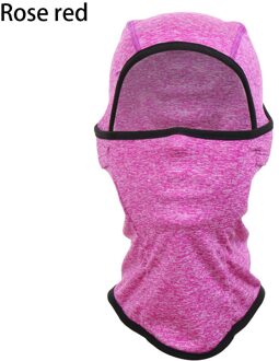 Winter Kids Winddicht Ski Gezicht Die Kinderen Fleece Halswarmer Met Helm Liner Kap Jongens Meisjes Fietsen Sjaal Balaclava roos rood