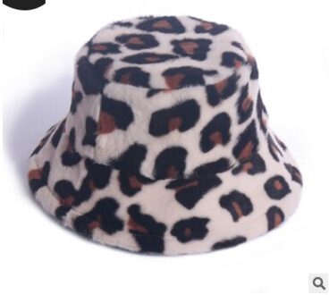 Winter Koe Luipaard Print Faux Fur Pluche Emmer Hoeden Voor Vrouwen Outdoor Warme Muts Zachte Fluwelen Visser Cap Dame Mode panama
