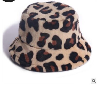 Winter Koe Luipaard Print Faux Fur Pluche Emmer Hoeden Voor Vrouwen Outdoor Warme Muts Zachte Fluwelen Visser Cap Dame Mode panama