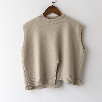 Winter Koreaanse Stijl Ronde Hals Split Gebreide Vest Vrouwen Mouwloos Vest licht groen