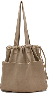 Winter Koreaanse Suede Trekkoord Zak Casual Vrouwen Handtassen Midden Dames Schoudertas Jong Boodschappentas Hele koffie