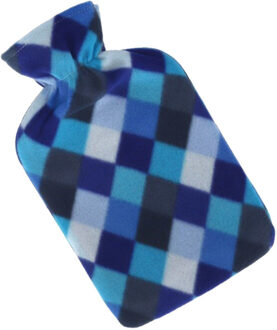 Winter kruik met ruiten print hoes blauw 1,7 liter - Kruiken