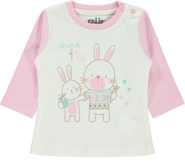 Winter Lange Mouwen Gedrukt Gebreide Top Singles Top Baby Interlock Crew Hals Meisje Sweatshirt 3 12 Maanden roze / 6m