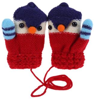 Winter Leuke Cartoon Vogel Kinderen Gebreide Elastische Fleece Dikke Handschoenen Rood