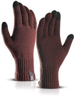 Winter Mannen Gebreide Handschoenen Touch Screen Mannelijke Mitten Dikker Warme Wol Kasjmier Solid Mannen Business Handschoenen Herfst Donkerbruin