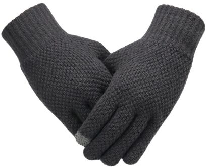 Winter Mannen Gebreide Handschoenen Touch Screen Mannelijke Mitten Dikker Warme Wol Kasjmier Solid Mannen Business Handschoenen Herfst grijs Nologo