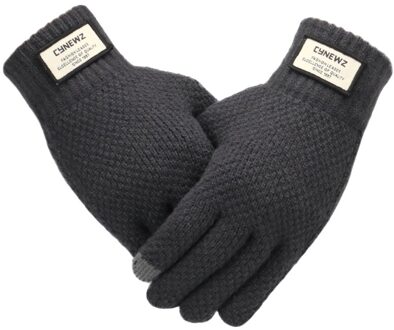 Winter Mannen Gebreide Handschoenen Touch Screen Mannelijke Mitten Dikker Warme Wol Kasjmier Solid Mannen Business Handschoenen Herfst Grijs
