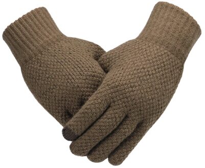 Winter Mannen Gebreide Handschoenen Touch Screen Mannelijke Mitten Dikker Warme Wol Kasjmier Solid Mannen Business Handschoenen Herfst koffie Nologo