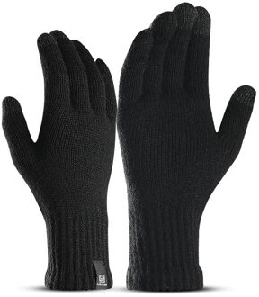 Winter Mannen Gebreide Handschoenen Touch Screen Mannelijke Mitten Dikker Warme Wol Kasjmier Solid Mannen Business Handschoenen Herfst zwart
