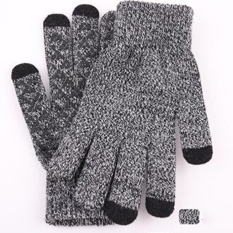 Winter Mannen Gebreide Handschoenen Touch Screen Mannelijke Mitten Thicken Warm Breien Solid Mannen Business Handschoenen Herfst Outdoor wit