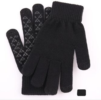 Winter Mannen Gebreide Handschoenen Touch Screen Mannelijke Mitten Thicken Warm Breien Solid Mannen Business Handschoenen Herfst Outdoor zwart