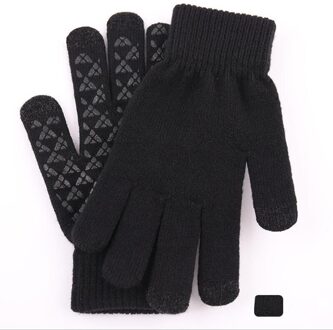 Winter Mannen Gebreide Handschoenen Touch Screen Mannelijke Mitten Thicken Warm Solid Mannen Business Handschoenen Herfst zwart