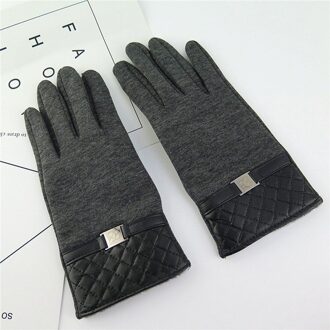 Winter Mannen Handschoenen Suede Warm Houden Touch Screen Handschoenen Winddicht Rijden Dikke Kasjmier Anti Slip Outdoor Mannelijke Lederen Handschoenen Donkergrijs