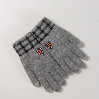Winter Mannen Handschoenen Touchscreen Gebreide Handschoenen Outdoor Rijden Touchscreen Wanten Vintage Plaid Unisex Warme Handschoen Fleece Dikke grijs