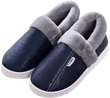 Winter Mannen Slippers Waterdicht Warm Antislip Vloer Thuis Slippers Outdoor Indoor Slaapkamer Huis Schoenen Mannen Cover Hak slipper Blauw / 41