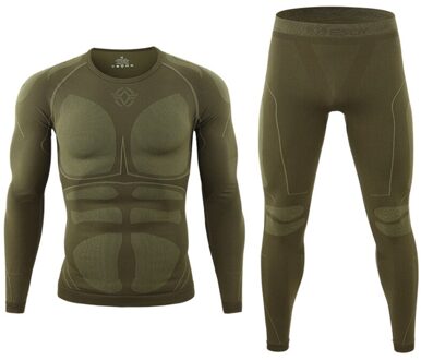 Winter Mannen Sport Thermisch Ondergoed Sets Fleece Warm Outdoor Ondergoed Set Mannen Elastische Sneldrogende Lange Rijden Onderbroek AF200 groen / M