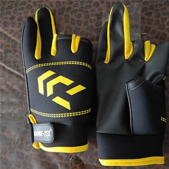 Winter Mode Mannen Vissen Handschoenen Sport Rijden Mannelijke 'S Handschoenen Fitness Warm Drie-Vinger Half-Vinger handschoenen Voor Jongens geel