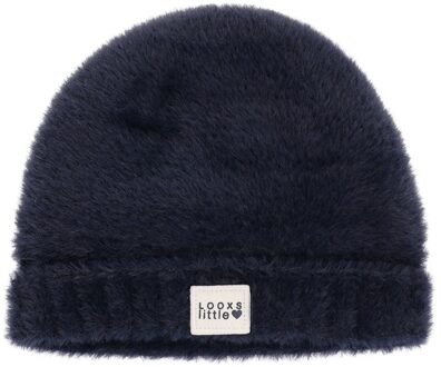 winter muts meisjes - navy blauw - gebreid/bond - maat 50