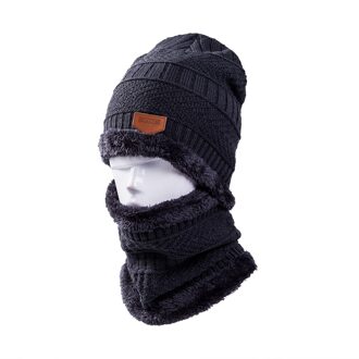 Winter Muts Sjaal Set Mannen Unisex 4 Kleuren Fleece Breien Muts Sjaal Set Warme Wol Cap Sjaals Winter outdoor Accessoires donker grijs