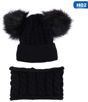 Winter Muts Sjaal Set Voor 0-2 Jaar Jongens Meisjes Kinderen Katoen Warm Pom Poms Twist Patroon Solid kleur Leuke Unisex Hoed H02