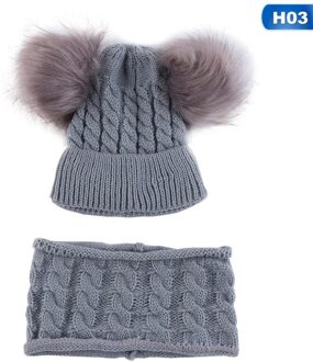 Winter Muts Sjaal Set Voor 0-2 Jaar Jongens Meisjes Kinderen Katoen Warm Pom Poms Twist Patroon Solid kleur Leuke Unisex Hoed H03