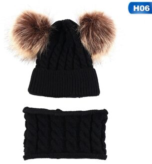 Winter Muts Sjaal Set Voor 0-2 Jaar Jongens Meisjes Kinderen Katoen Warm Pom Poms Twist Patroon Solid kleur Leuke Unisex Hoed H06