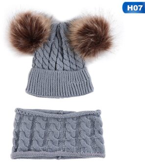 Winter Muts Sjaal Set Voor 0-2 Jaar Jongens Meisjes Kinderen Katoen Warm Pom Poms Twist Patroon Solid kleur Leuke Unisex Hoed H07