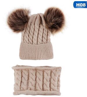 Winter Muts Sjaal Set Voor 0-2 Jaar Jongens Meisjes Kinderen Katoen Warm Pom Poms Twist Patroon Solid kleur Leuke Unisex Hoed H08