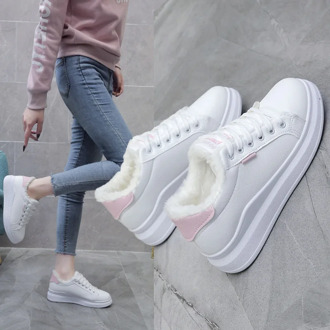Winter New Short Plush Women's Shoes Fashion Lace-up Low-heeled Sneakers Round Head Flat Bottom Comfortable Casual Shoes