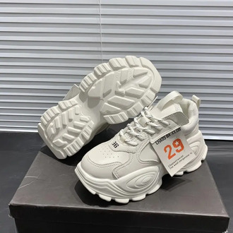 Winter New Women Chunky Sneakers Dad Shoes Fashion Female Black Platform Sneakers Thick Sole Plush Keep Warm Casual Shoes 7CM