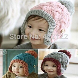Winter Oor Beschermer Gebreide Mutsen Voor Jongen/Meisje/Kits Hoeden, zuigelingen Caps Beanine Chilldren-Dot Coltrui 5 Stks/partijen MC01 MC01random