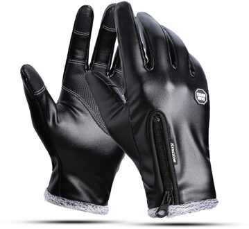 Winter Outdoor Sport Ski Fietsen Handschoenen Mode PU Lederen Screen-Aanraken Heater Handschoen Winter Warm Waterdicht Winddicht Handschoenen XL
