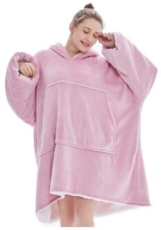 Winter Oversized Deken Met Mouwen Vrouwen Oversized Hoodie Fleece Warme Truien Sweatshirts Giant Tv Deken Vrouwen Hoody Gewaad licht roze