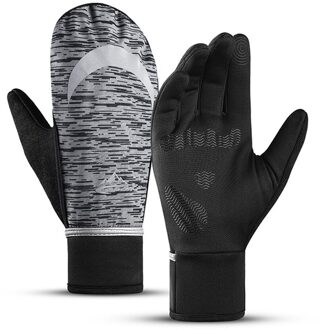Winter Plus Fluwelen Dikke Warme Winddicht Sport Unisex Handschoenen Outdoor Fietsen Running Antislip Waterdichte Warme Zak Om Dual-Gebruik zwart handschoenen / Xxl