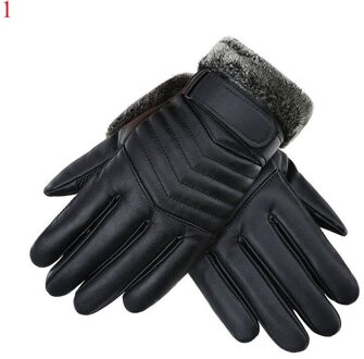 Winter Pu Leer Mannen Handschoenen Fietsen Rijden Winddicht Handschoenen Touch Screen Plus Fluwelen Warme Wanten Zwart Antislip Handschoenen 1