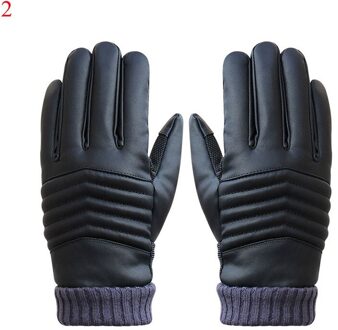 Winter Pu Leer Mannen Handschoenen Fietsen Rijden Winddicht Handschoenen Touch Screen Plus Fluwelen Warme Wanten Zwart Antislip Handschoenen 2
