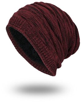 Winter Riding Cap Warm Beanie Mannen Gebreide Hoed Toevallige Mannelijke Effen Kleur Fiets Fietsen Mannen Hoeden 5 Kleuren wijn rood
