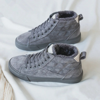 Winter Shoes Women Short Plush Lined Solid Color Ankle High Women Booties Fur Lining Warm Sneakers Girls Lace Up 2019 New 35-40