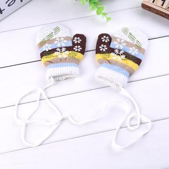 Winter Sneeuwvlok Kinderen Handschoenen Kids Childrens Warm LanyardGloves Hele Bedekt Knit Mittens Thicken Meisje Handschoenen y102 type 2
