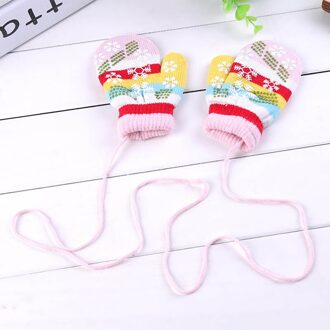 Winter Sneeuwvlok Kinderen Handschoenen Kids Childrens Warm LanyardGloves Hele Bedekt Knit Mittens Thicken Meisje Handschoenen y102 type 4