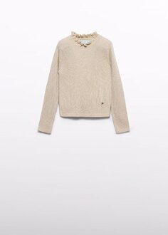 winter sweater meisjes - beige - coltrui - gebreid - Maat 110
