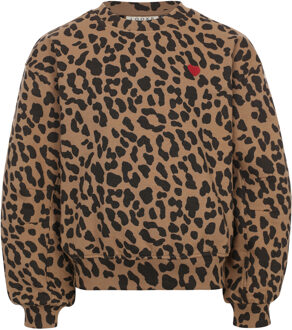 winter sweater meisjes - bruin - luipaard - maat 176