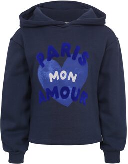 winter sweater meisjes - donker blauw - ruffle/met capuchon - maat 104