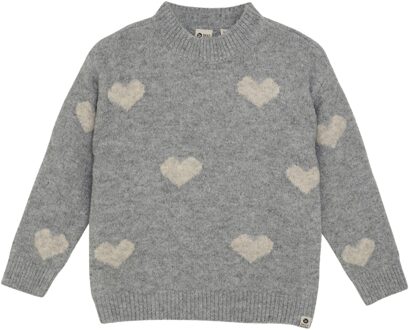 winter sweater meisjes - grijs - hart/gebreid - maat 116