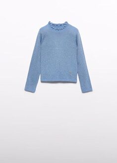 winter sweater meisjes - licht blauw - coltrui - gebreid - Maat 110