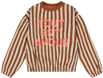 winter sweater meisjes - off wit/bruin - Mon Amour - maat 158/164