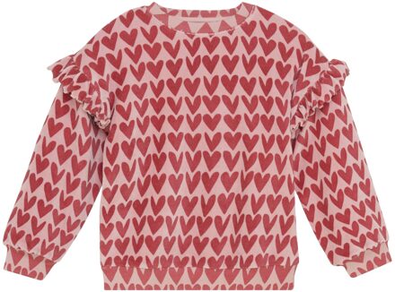 winter sweater meisjes - roze - hart print - maat 140