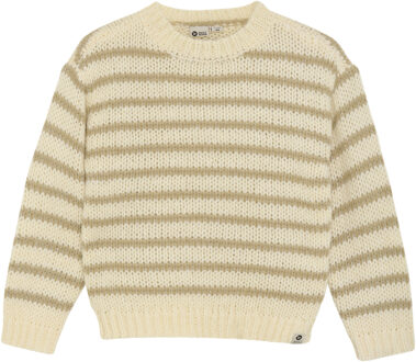 winter sweater meisjes - zand - strepen/gebreid - maat 116